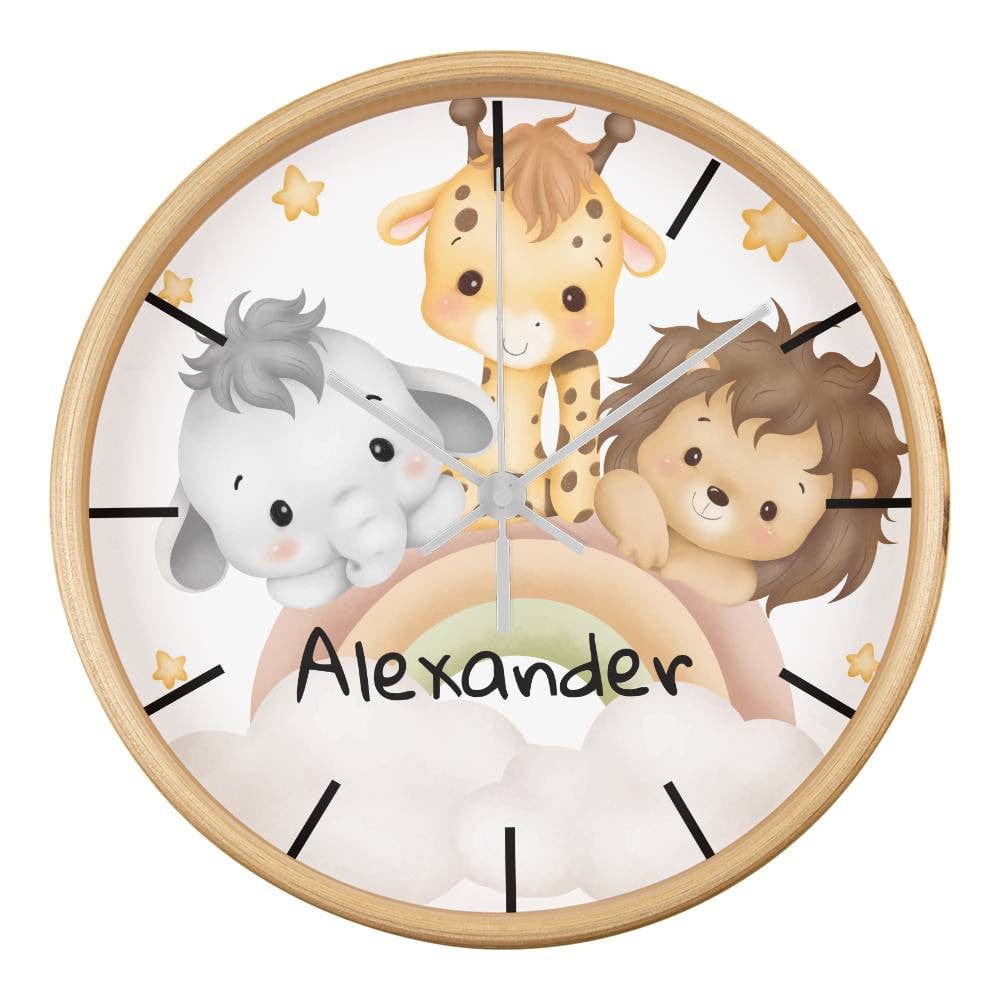 Nursery Wooden Frame 10" Clock with Personalized Child's Name
