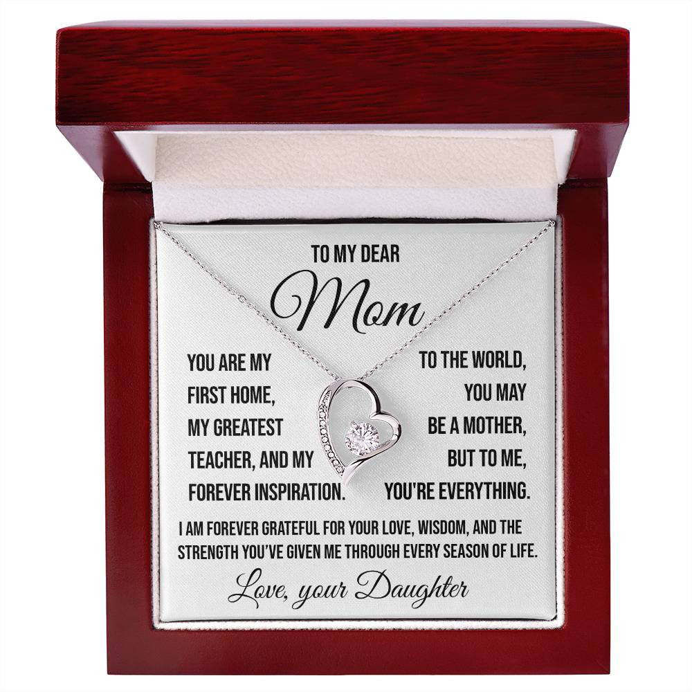 To My Dear Mom "You are my First Home" Forever Love Necklace