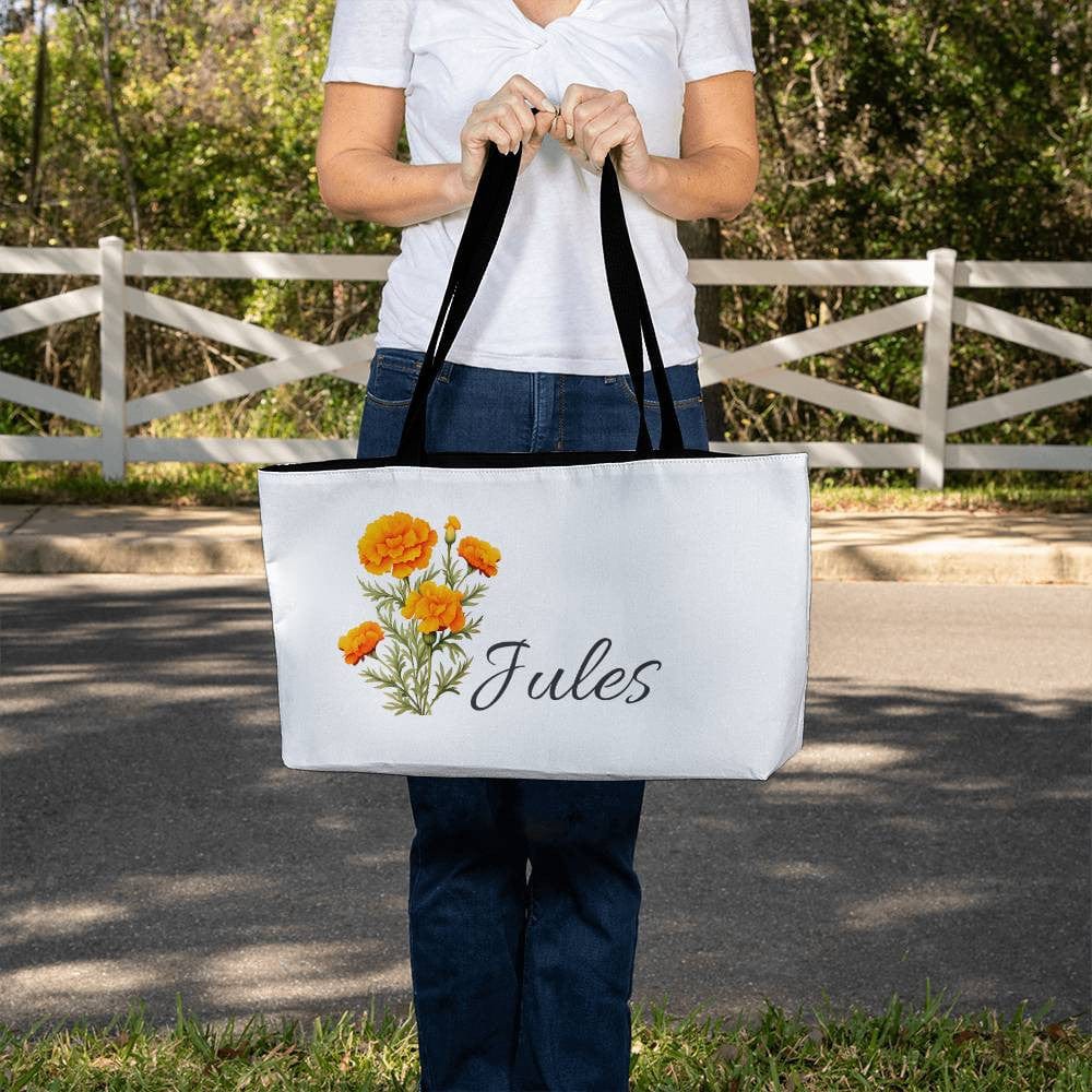 Personalized Name and Birth Flower Weekender Tote