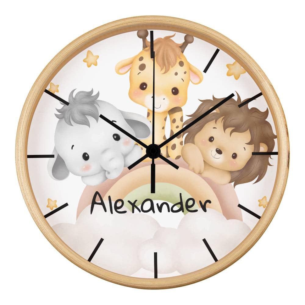 Nursery Wooden Frame 10" Clock with Personalized Child's Name