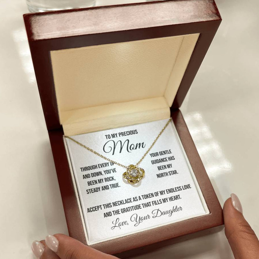 To My Precious Mom "Through Every Up and Down" Love Knot Necklace