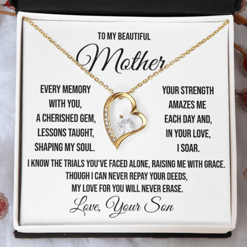 To My Beautiful Mother "Every Memory with You" Forever Love Necklace