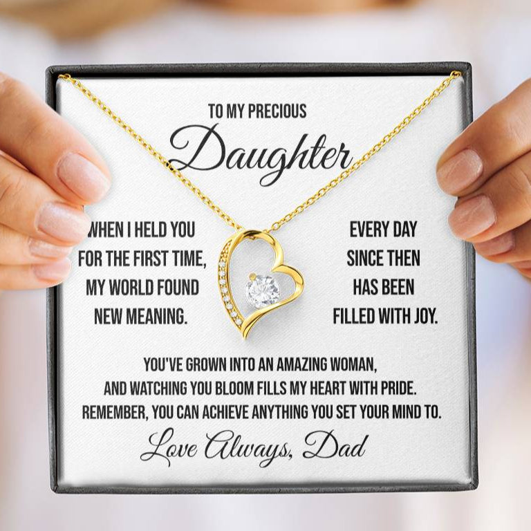 To My Precious Daughter "When I Held You for the First Time" Forever Love Necklace