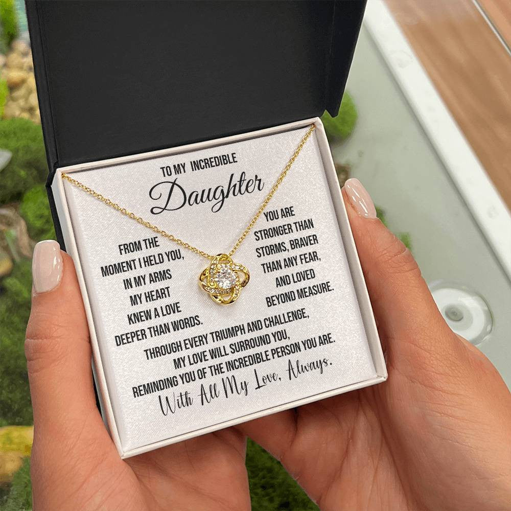 To My Incredible Daughter "From the Moment I" Love Knot Necklace
