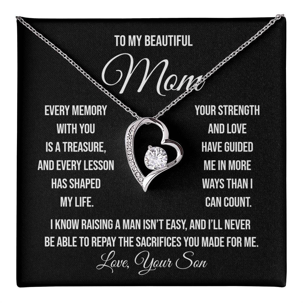 To My Beautiful Mom "Every memory with you is a treasure" Forever Love Necklace