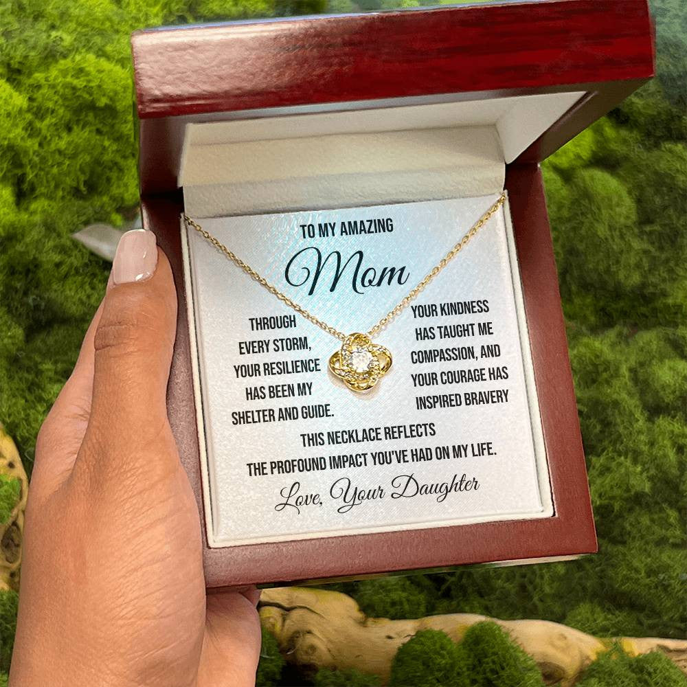 To My Amazing Mother "Through Every Storm" Love Knot Necklace
