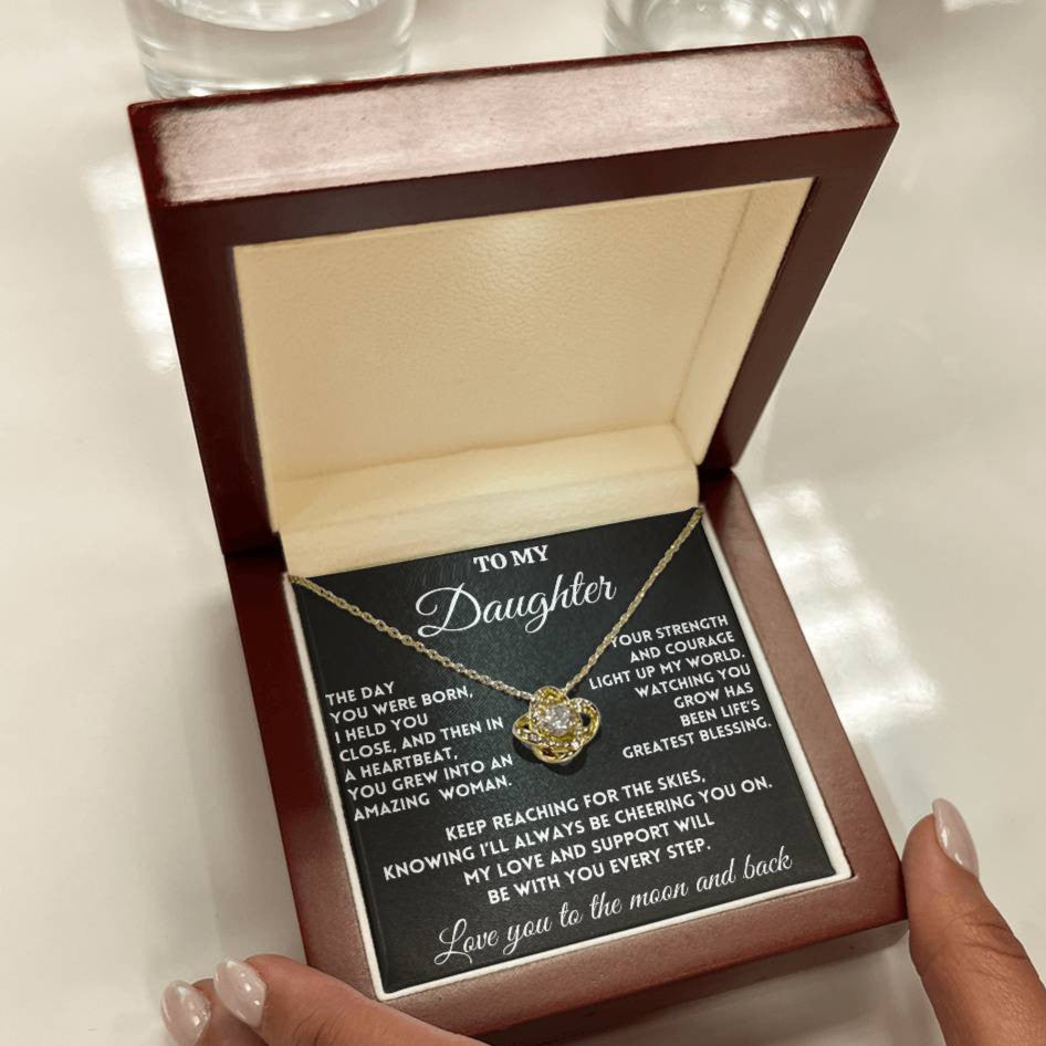 To My Daughter "The Day You Were Born" Love Knot Necklace