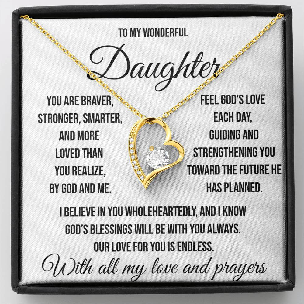 To My Wonderful Daughter "by God and by me" Forever Love Necklace