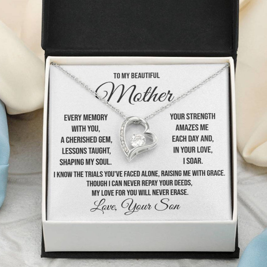 To My Beautiful Mother "Every Memory with You" Forever Love Necklace