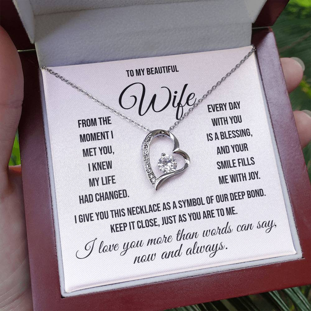 To My Beautiful Wife "Your Smile." Forever Love Necklace
