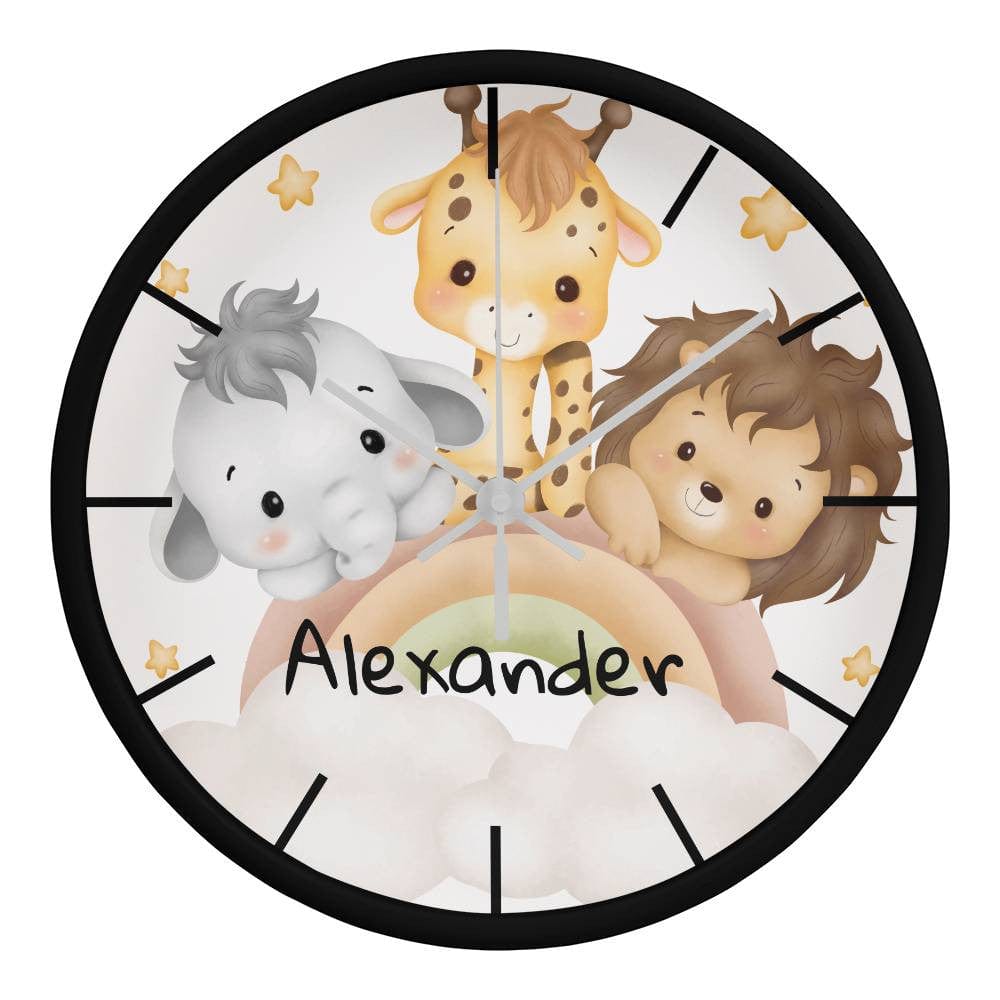 Nursery Wooden Frame 10" Clock with Personalized Child's Name