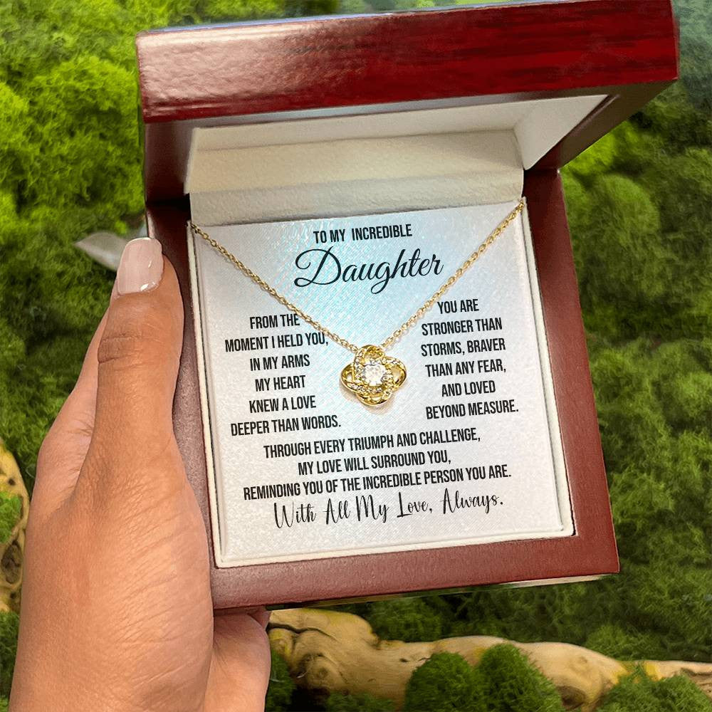 To My Incredible Daughter "From the Moment I" Love Knot Necklace