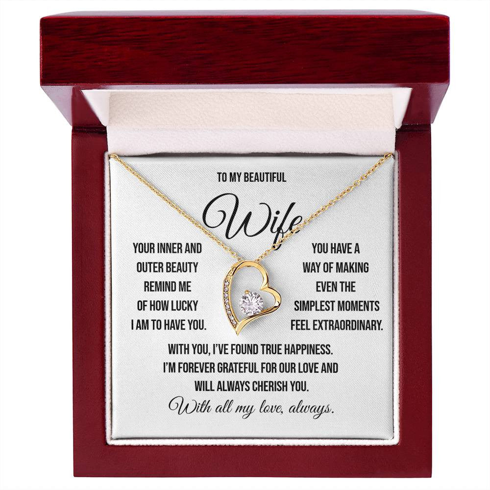 To My Beautiful Wife "Simplest Moments" Forever Loe Necklace