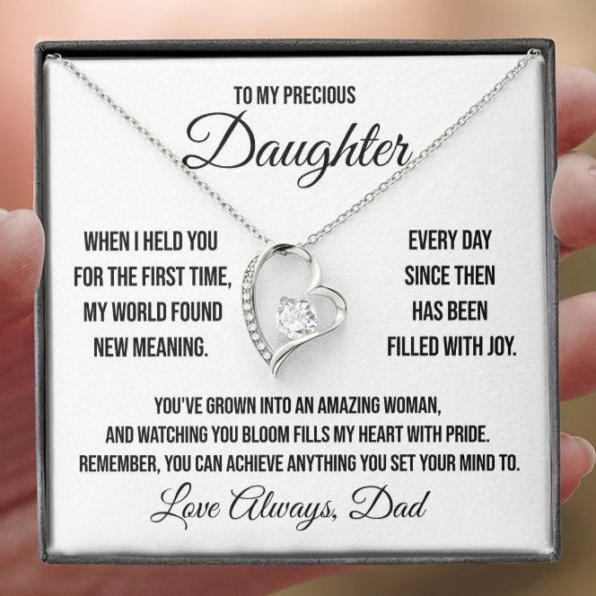 To My Precious Daughter "When I Held You for the First Time" Forever Love Necklace