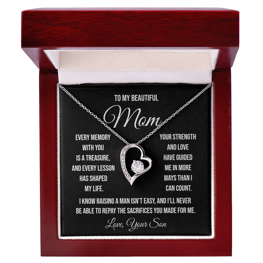 To My Beautiful Mom "Every memory with you is a treasure" Forever Love Necklace