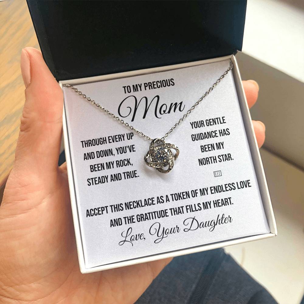 To My Precious Mom "Through Every Up and Down" Love Knot Necklace