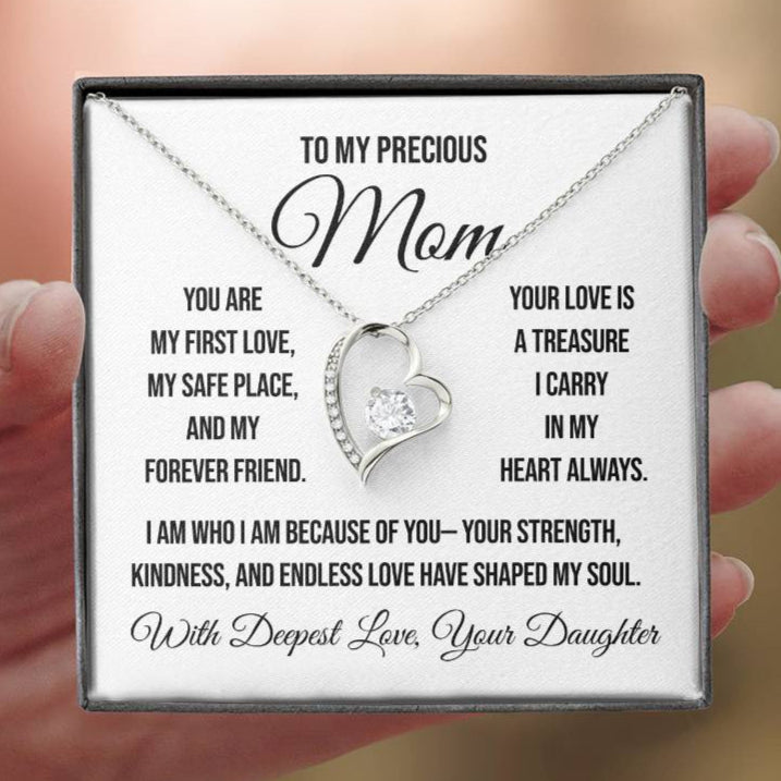 To My Precious Mom "You are My First Love" Forever Love Necklace