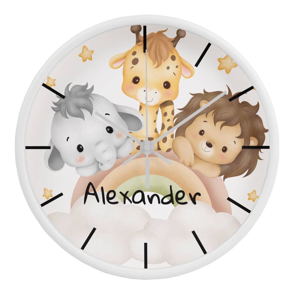 Nursery Wooden Frame 10" Clock with Personalized Child's Name