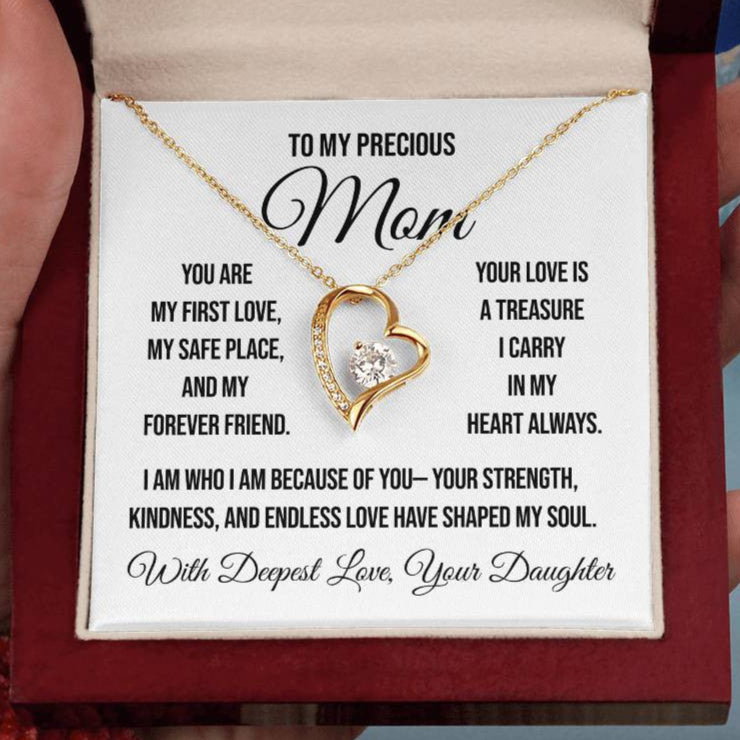 To My Precious Mom "You are My First Love" Forever Love Necklace