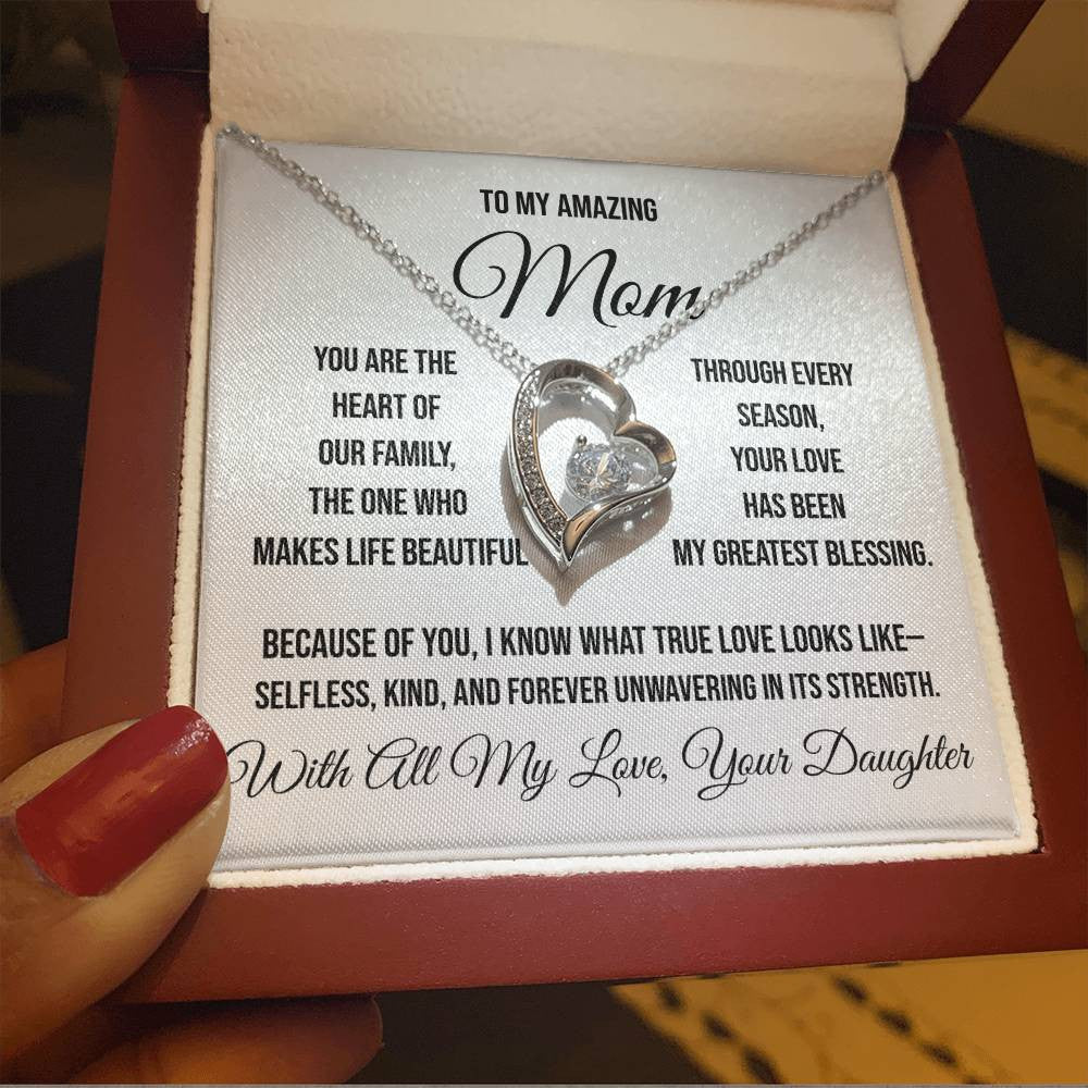 To My Amazing Mom "You are the heart of our family" Forever Love Necklace