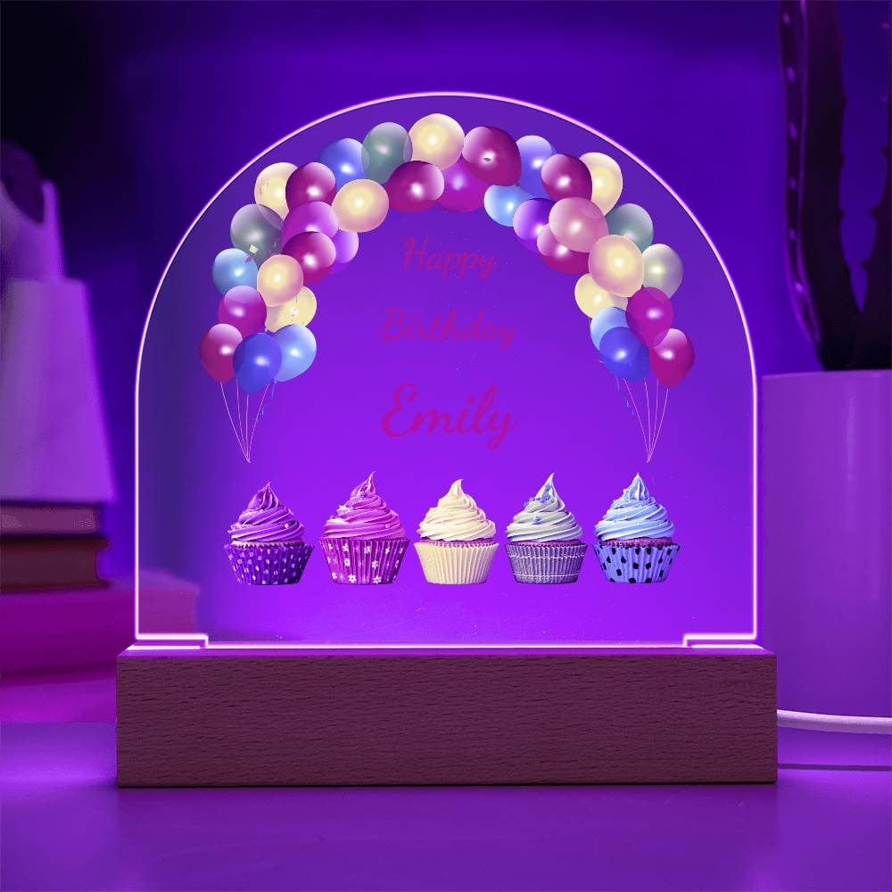 Birthday Dome: LED-Lit Acrylic Base for Children's Display - Personalized with Your Childs Name