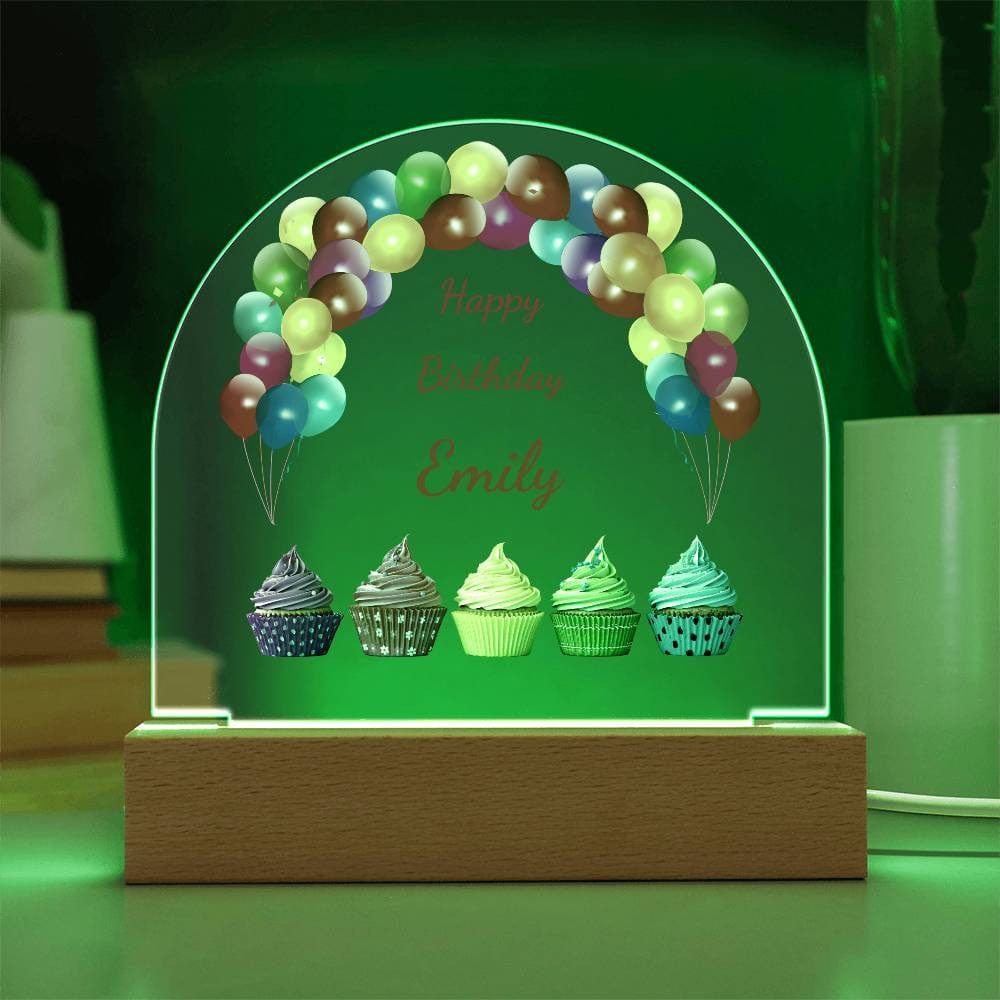 Birthday Dome: LED-Lit Acrylic Base for Children's Display - Personalized with Your Childs Name