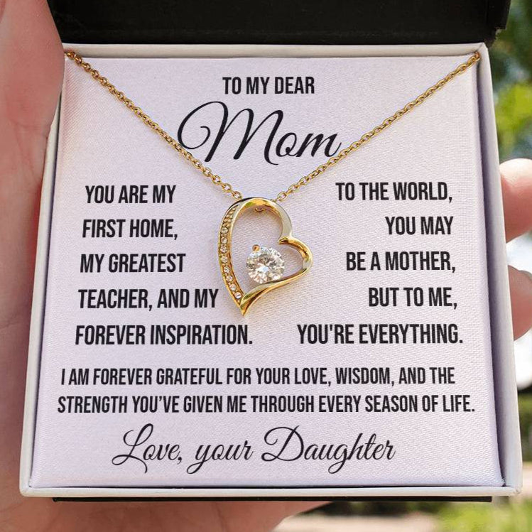 To My Dear Mom "You are my First Home" Forever Love Necklace