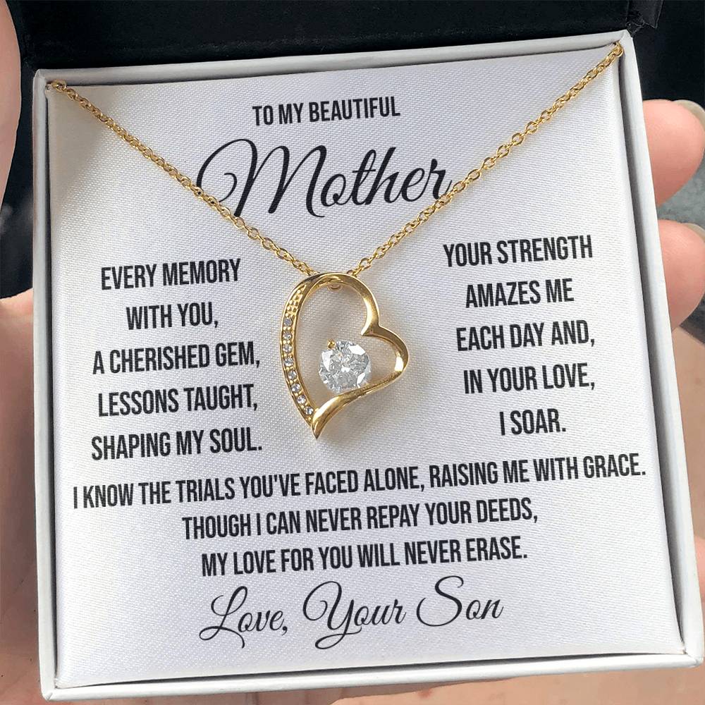 To My Beautiful Mother "Every Memory with You" Forever Love Necklace
