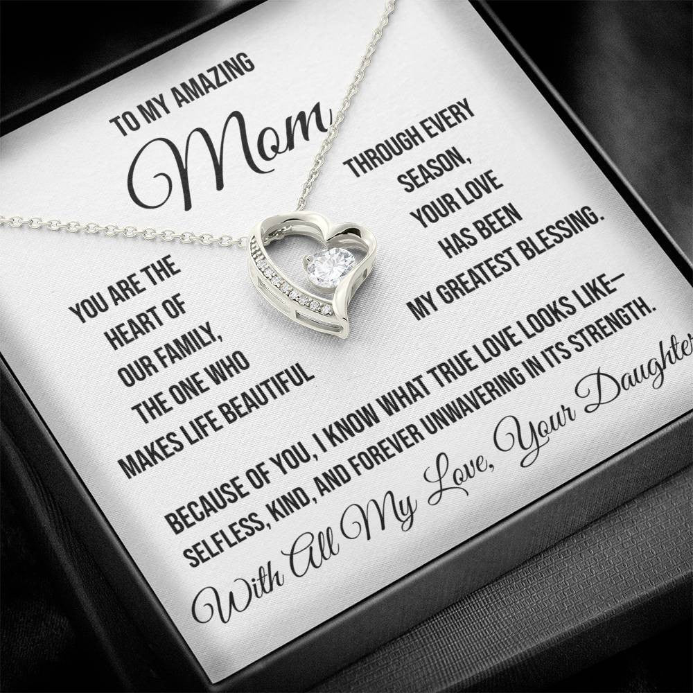 To My Amazing Mom "You are the heart of our family" Forever Love Necklace