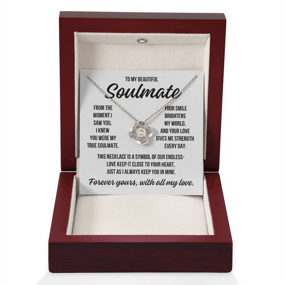 To My Beautiful Soulmate "My True Soulmate" Love Knot Necklace