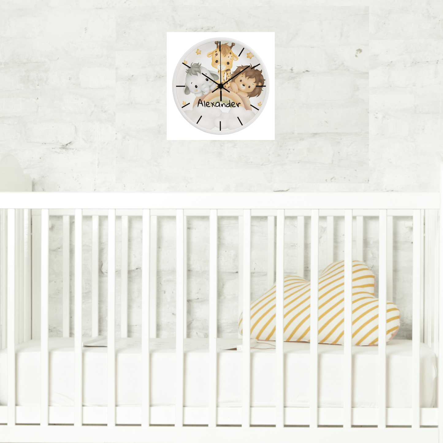 Nursery Wooden Frame 10" Clock with Personalized Child's Name
