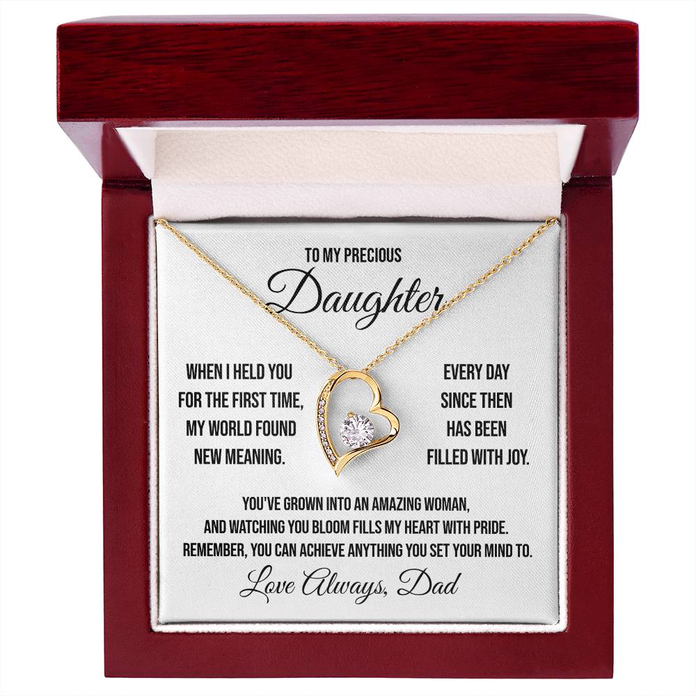 To My Precious Daughter "When I Held You for the First Time" Forever Love Necklace