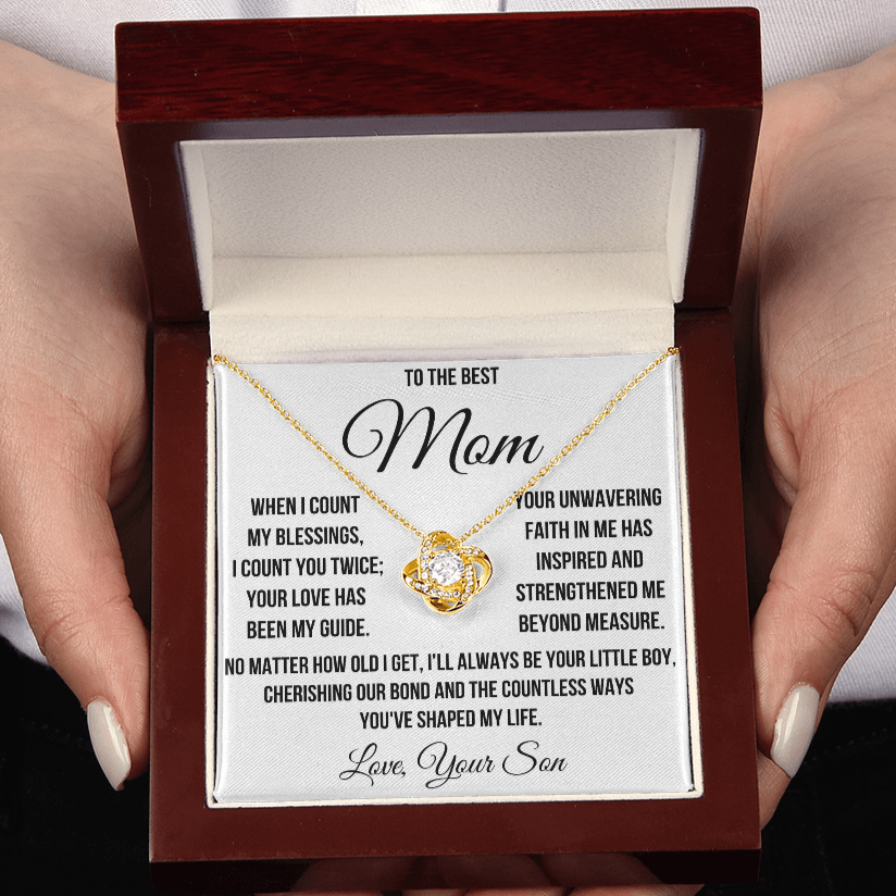 To My Mom "I Count You Twice" Love Knot Necklace