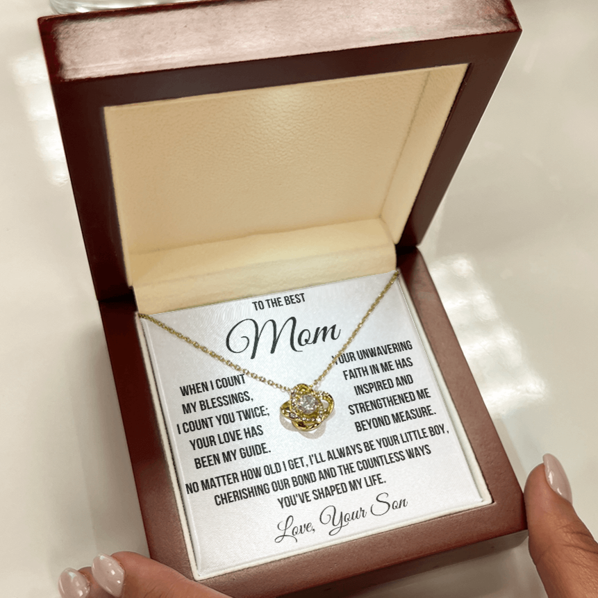 To My Mom "I Count You Twice" Love Knot Necklace