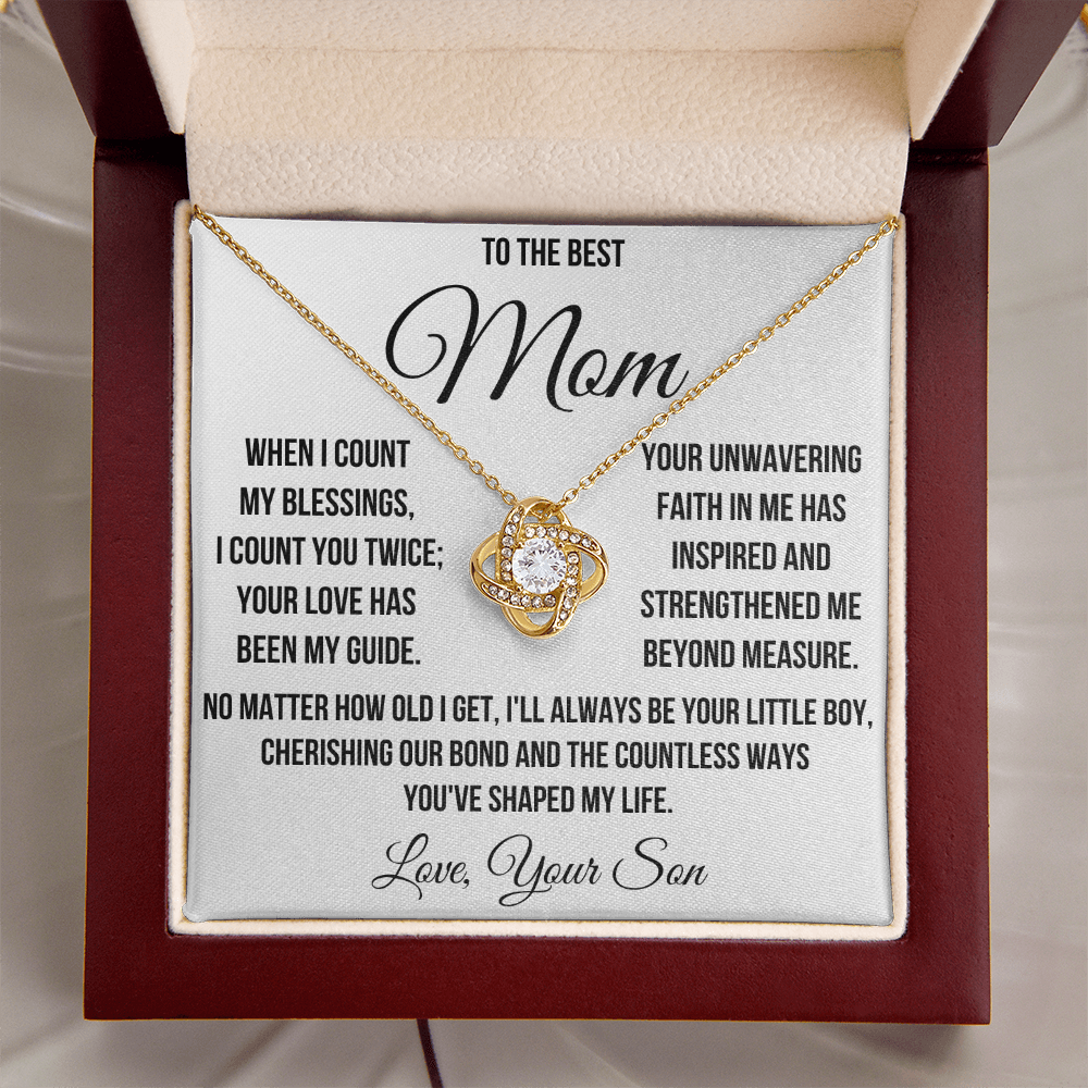 To My Mom "I Count You Twice" Love Knot Necklace
