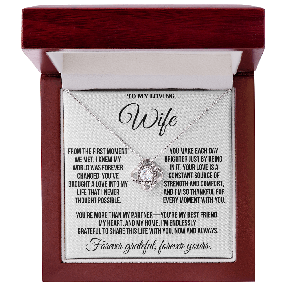 To My Loving Wife "You Make Each Day Brighter" Love Knot Necklace