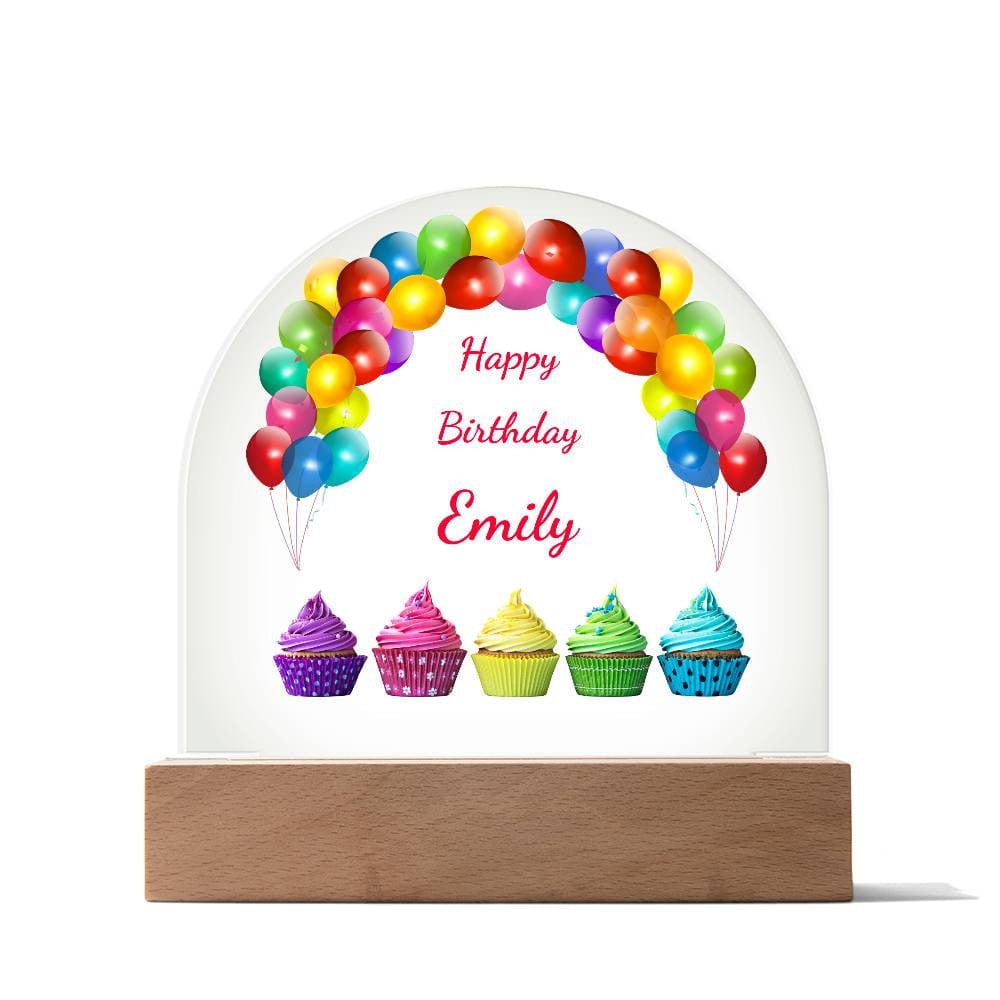 Birthday Dome: LED-Lit Acrylic Base for Children's Display - Personalized with Your Childs Name