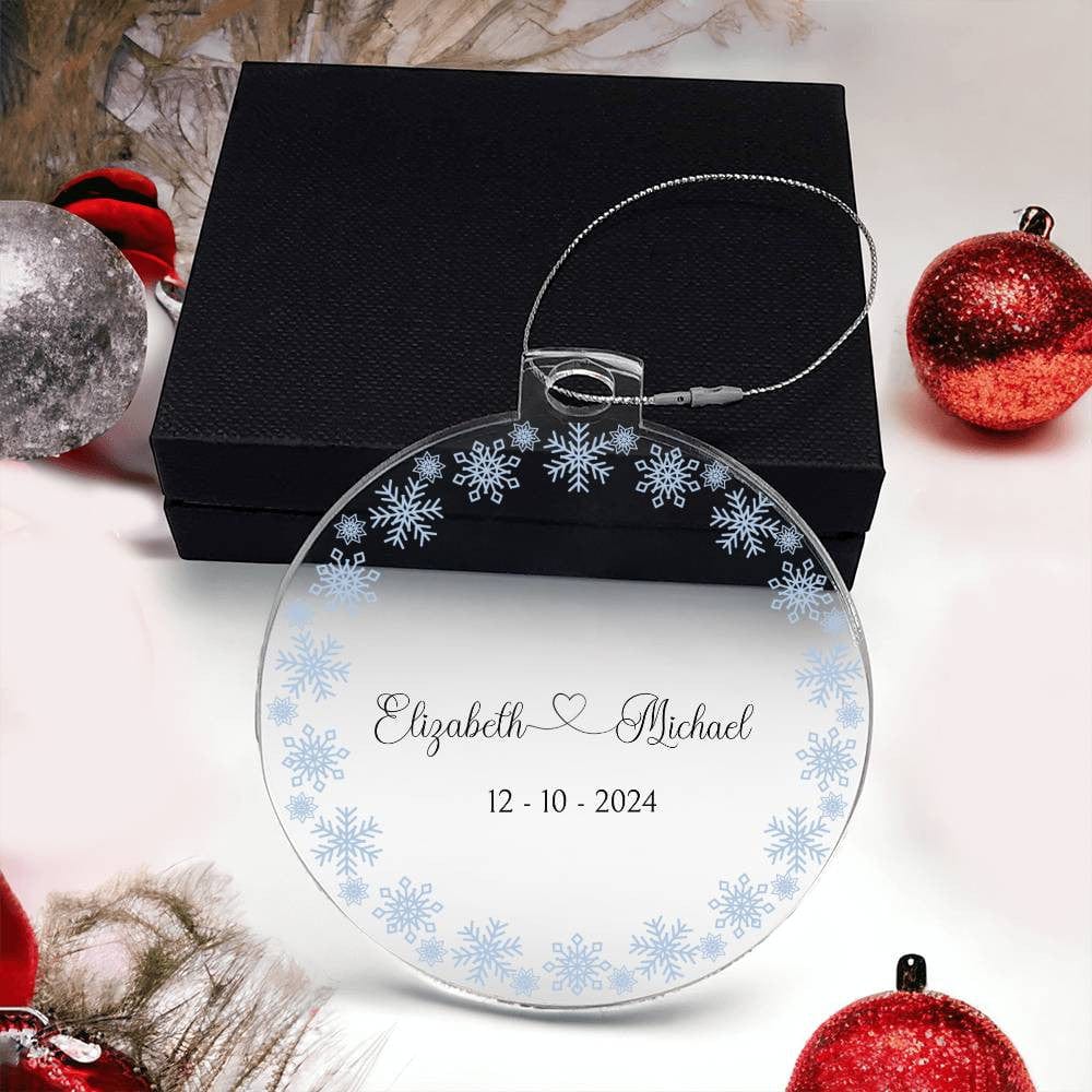 Wedding Personalized Acrylic Ornament with Names & Date