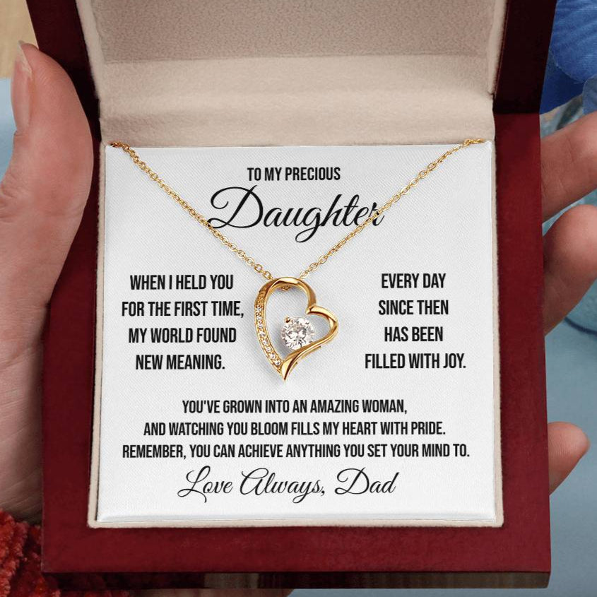 To My Precious Daughter "When I Held You for the First Time" Forever Love Necklace