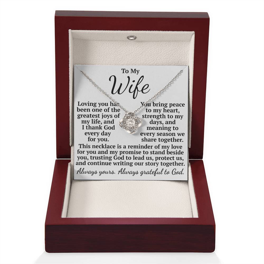 Always greatful to God -Love Knot Necklace