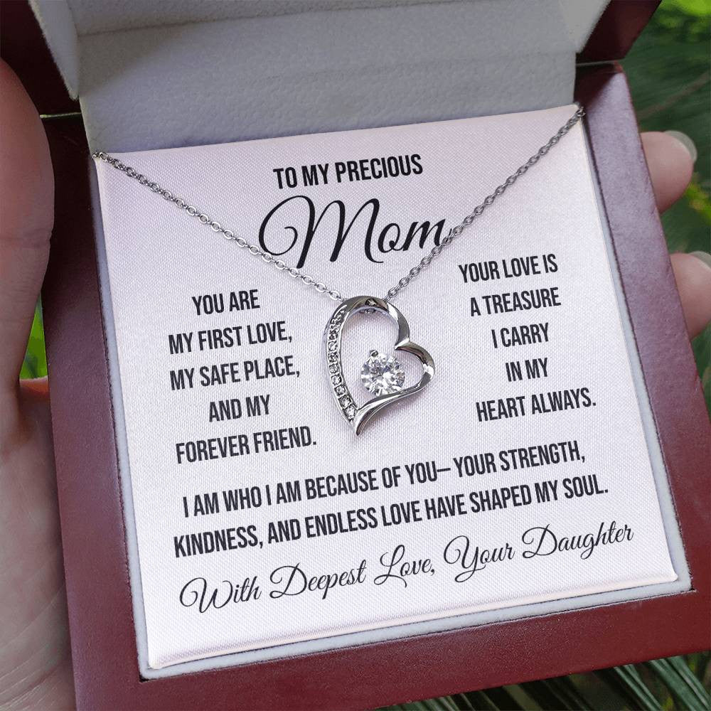 To My Precious Mom "You are My First Love" Forever Love Necklace