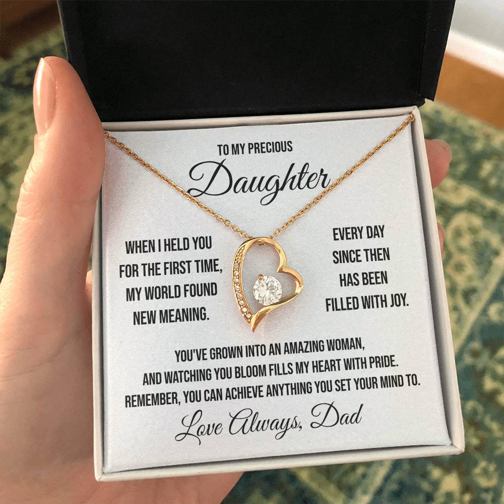 To My Precious Daughter "When I Held You for the First Time" Forever Love Necklace