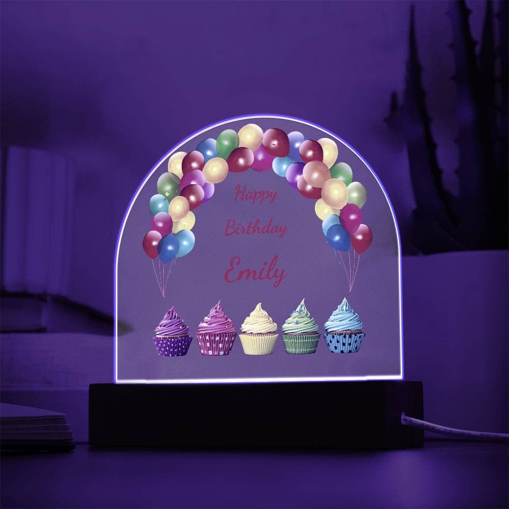 Birthday Dome: LED-Lit Acrylic Base for Children's Display - Personalized with Your Childs Name