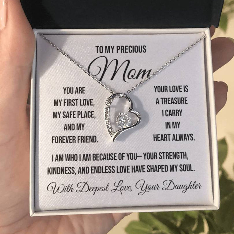To My Precious Mom "You are My First Love" Forever Love Necklace