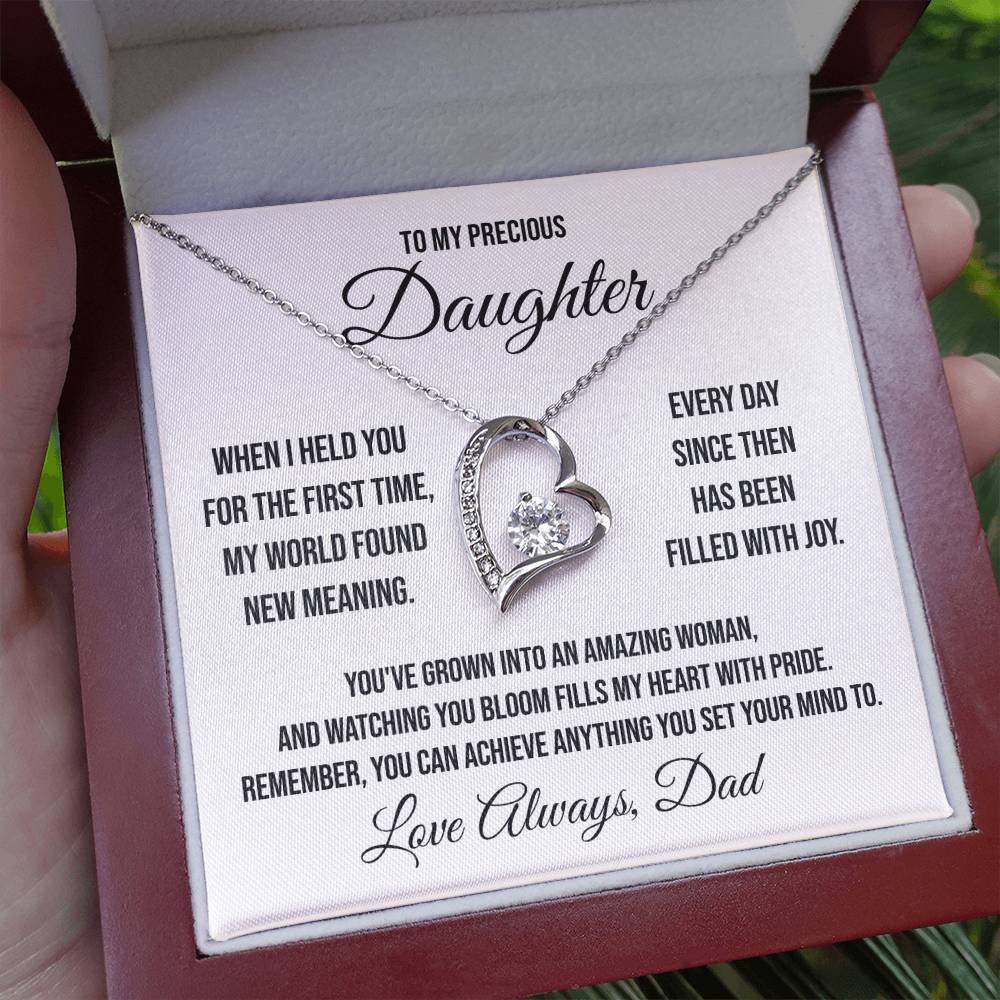 To My Precious Daughter "When I Held You for the First Time" Forever Love Necklace