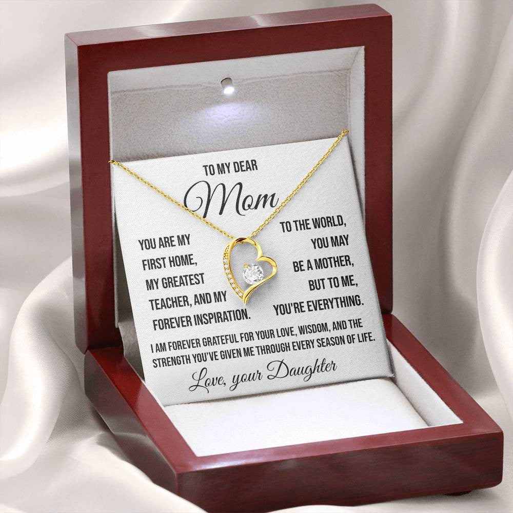 To My Dear Mom "You are my First Home" Forever Love Necklace