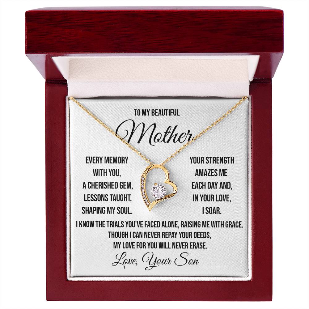 To My Beautiful Mother "Every Memory with You" Forever Love Necklace