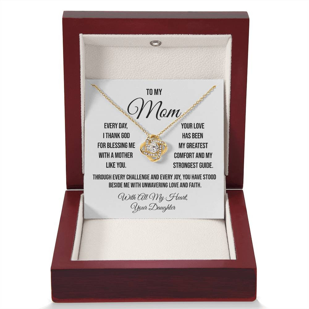 To My Mom "Every Day I Thank God" Love Knot Necklace