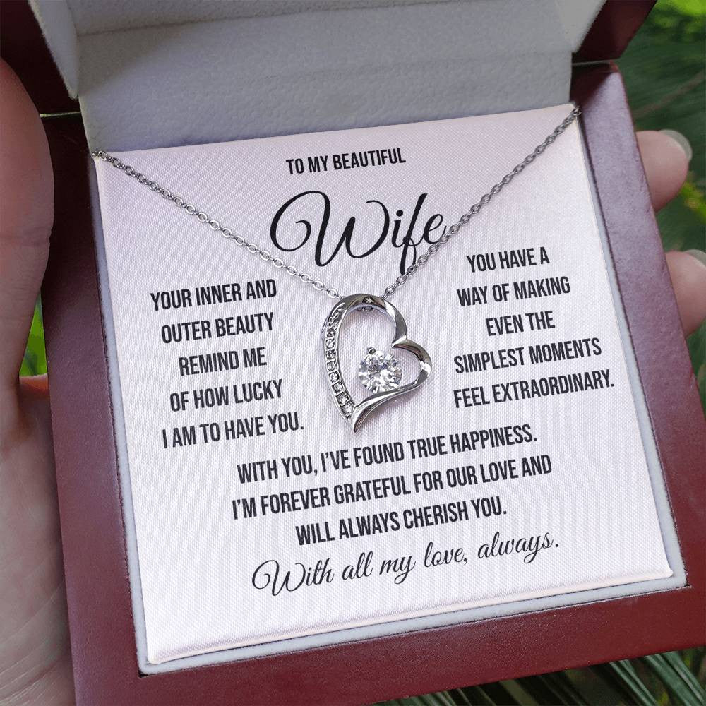To My Beautiful Wife "Simplest Moments" Forever Loe Necklace
