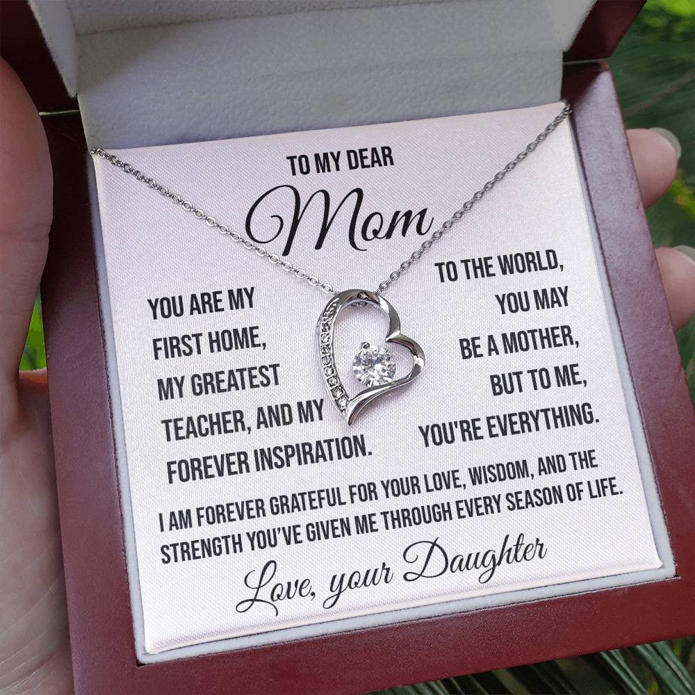 To My Dear Mom "You are my First Home" Forever Love Necklace